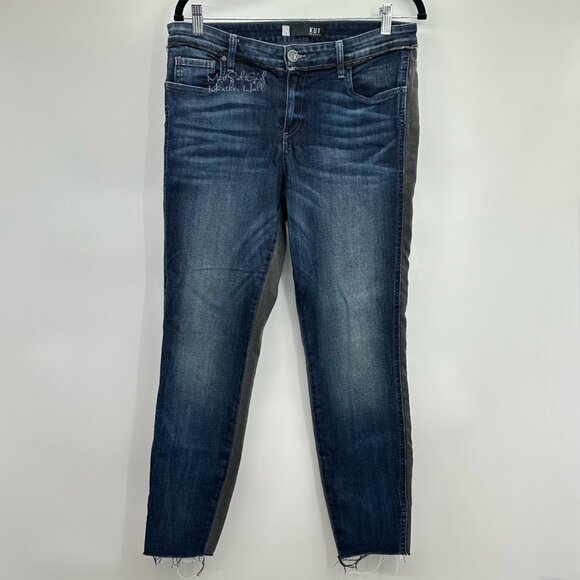 Kut from the Kloth Connie Ankle Skinny Jeans Two-Toned Raw Hem Size 10 - Picture 2 of 7
